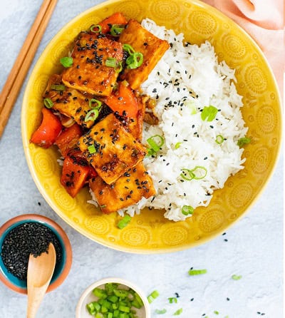 Spicy Tofu Rice Bowl